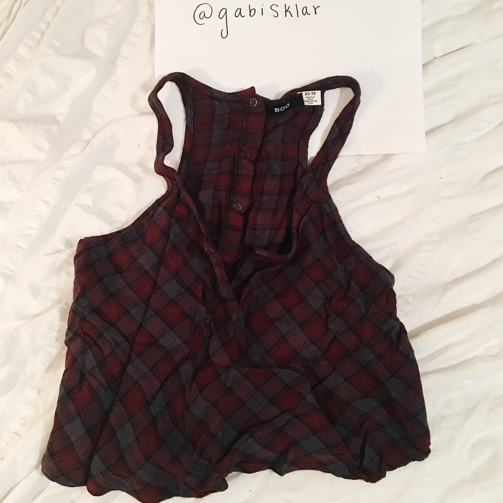 Plaid Open Back Crop Tank (Size XS)